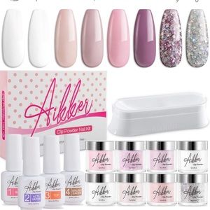 13 pc Aikker Dip Powder Nail Kit in soft pastels and metallics